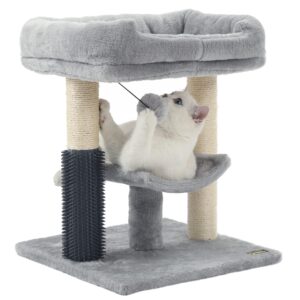 Hoopet cat Tree Tower,cat Scratching Post for Indoor Cats,Featuring with Super Cozy Perch,Cat Self Groomer and Interactive Dangling Ball Great for Kittens and Cats