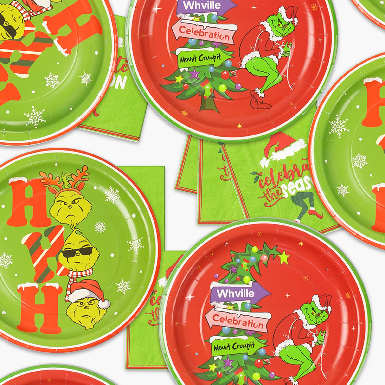 Christmas Party Plates and Napkins Table Decorations - 32 Pack Christmas Paper Plates Party Decorations Dinnerware Set for Xmas Holiday Birthday Baby Shower Party Favors, Serve 16