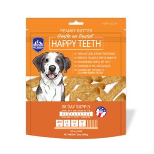 himalayan dog chew happy teeth peanut butter dental chews - dog teeth cleaning, dental treats for dogs, 100% natural, digestible, removes plaque and tartar, gluten, soy, lactose free, 30 day supply