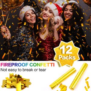 Confetti Cannon Gold Confetti Poppers Cannons 12 Pack Confetti Party Poppers Confetti Shooters Golden Confetti Cannon Bulk for Wedding Birthday Graduation Baby Shower Anniversary Christmas New Year's