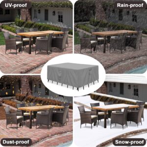 PureFit Patio Furniture Covers, Outdoor Table Furniture Cover Waterproof Rectangle, Patio Sectional Couch Set Cover for Deck, Lawn and Backyard, UV Resistant, 90"L x 64"W x 28"H, Gray