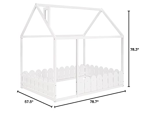 Merax Full Size House Bed Frames Platform Bed with Fence for Boys or Girls, Box Spring Needed(Slats Kit Not Included), White