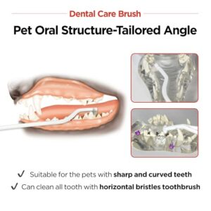 JAYU PET Dental Care Brush (Soft Bristles) 5ea - Toothbrush for Small Dog and Cat with Horizontal Head & Easy Grip Handle