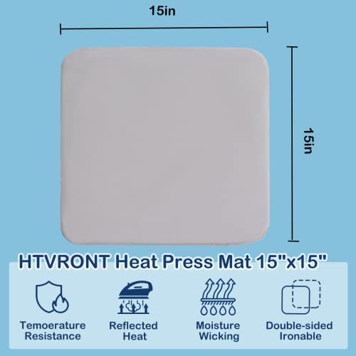 HTVRONT Heat Press Mat for Cricut: Heat Press Pad 15"x15" for Craft Vinyl Ironing Insulation Transfer, Double Sides Applicable Heat Mat for Heat Press Machines