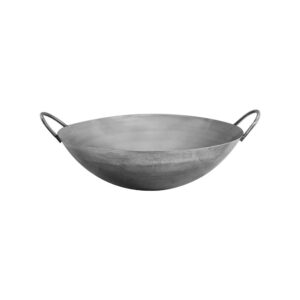 20" Carbon Steel Cantonese Style Wok Pan Gourmet Chef Frying Pan, Double Handle