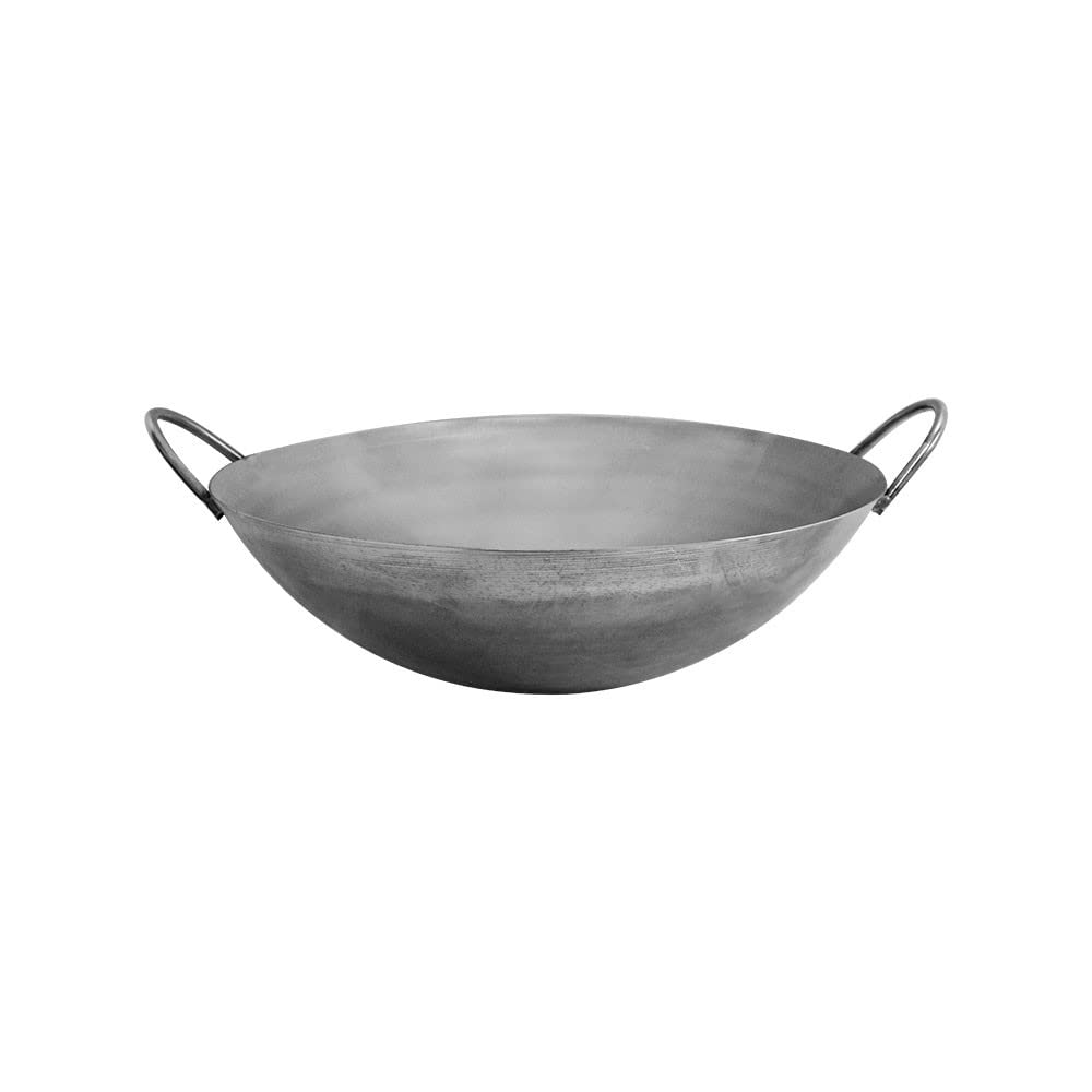 20" Carbon Steel Cantonese Style Wok Pan Gourmet Chef Frying Pan, Double Handle