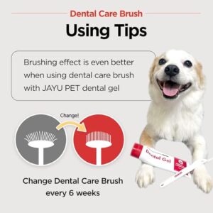 JAYU PET Dental Care Brush (Soft Bristles) 5ea - Toothbrush for Small Dog and Cat with Horizontal Head & Easy Grip Handle