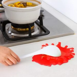 Spoon Rest Holder Coaster Silicone Ketchup Shape Cup Holders Splash Kitchen Cooking Spoon Rest Creative Cooking Utensil Red