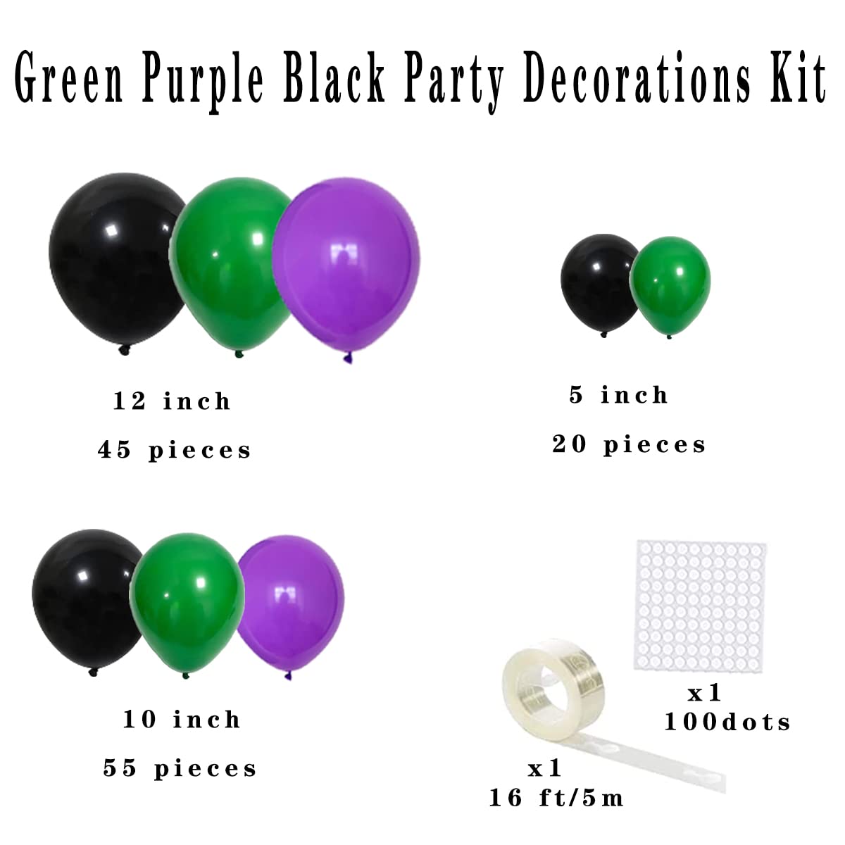 Green Purple Black Balloon Garland Arch Kit - Purple and Black Balloon Green Black Balloons Video Gaming Balloons for Truck Car Hero Video Game Miner Birthday Graduation New Year Party Decorations