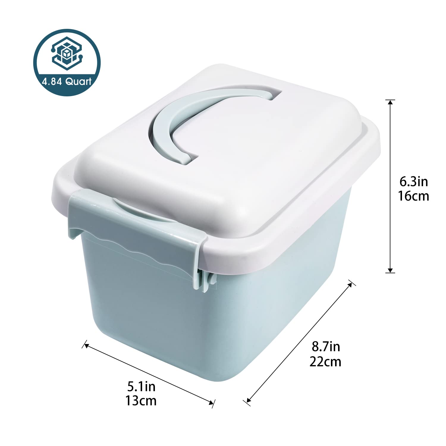 Naivees 6 Pack Storage Latch Bins with Lids/Handle, Plastic Storage Containers