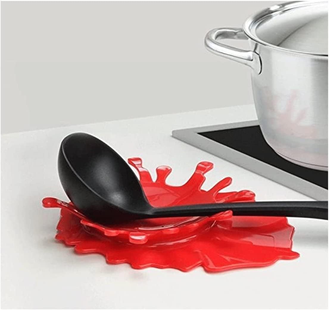 Spoon Rest Holder Coaster Silicone Ketchup Shape Cup Holders Splash Kitchen Cooking Spoon Rest Creative Cooking Utensil Red