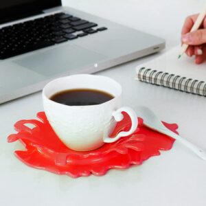 Spoon Rest Holder Coaster Silicone Ketchup Shape Cup Holders Splash Kitchen Cooking Spoon Rest Creative Cooking Utensil Red