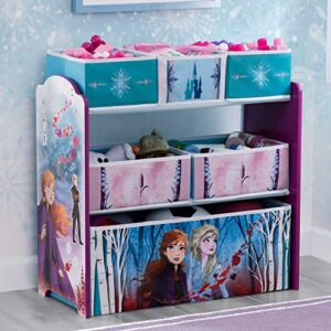 Delta Children Chair Desk with Storage Bin + Design and Store 6 Bin Toy Storage Organizer, Disney Frozen (Bundle)