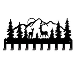 superdant elk key holder mountain decoratice key hook 10 hooks trees wall mounted key rack hanger organizer black iron home decor for christmas bag clothes key towel hanging wall decoration