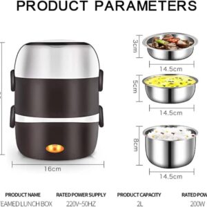 Lunch Boxes, Portable 3-Layer Electric Lunch Box 2L Heat Steamer Pot Heating Rice Cooker Food Insulation Rice Cooker 110v 200w Stainless Steel lunchbox