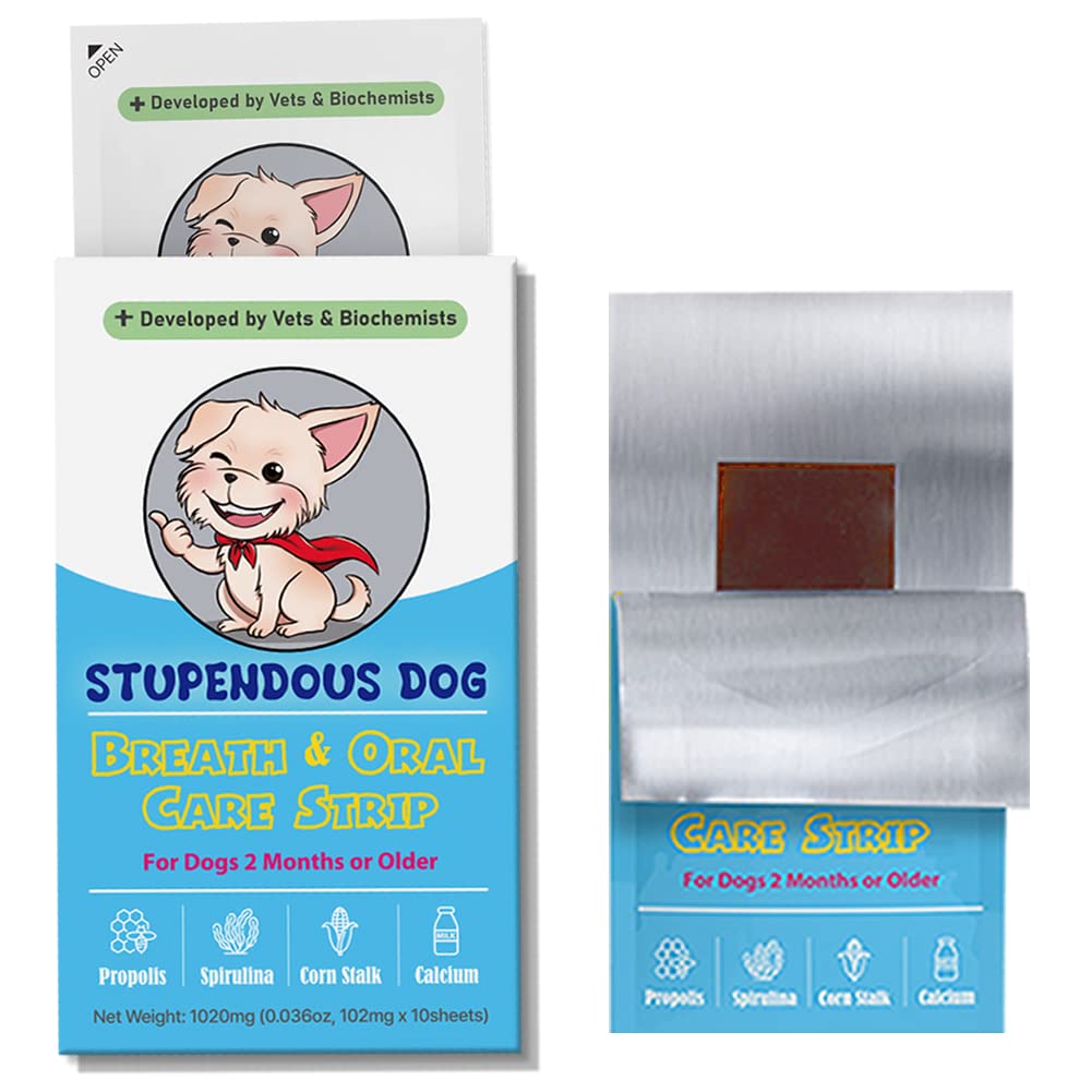 Stupendous Dog Breath Freshener Strip for Clean Teeth, Fresh Breath, & Healthy Mouth: Dog Water Additive for Dental Care - Pet Bad Breath Remedy - Cat Dental Mint Treats (10 Strips)