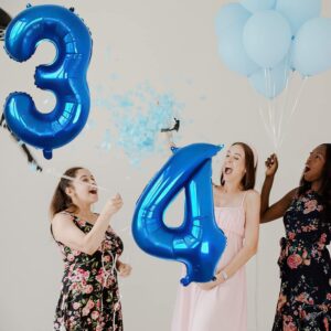 XLOOD Number 10 Balloons 32 inch Digital Balloon Alphabet 10 Birthday Balloons Digit 10 Helium Balloons Big Balloons for Birthday Party Supplies Wedding Bachelorette Bridal Shower, Blue Number 10th