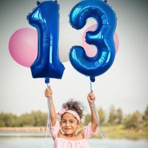 XLOOD Number 10 Balloons 32 inch Digital Balloon Alphabet 10 Birthday Balloons Digit 10 Helium Balloons Big Balloons for Birthday Party Supplies Wedding Bachelorette Bridal Shower, Blue Number 10th