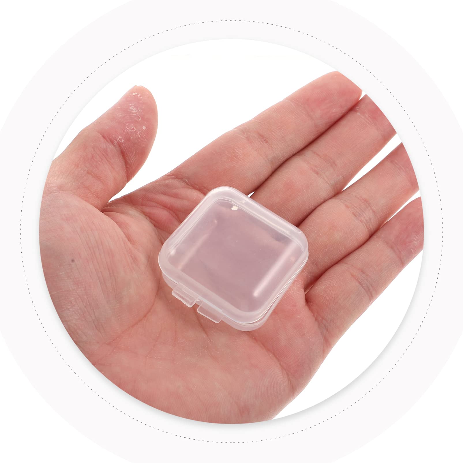 120pcs Plastic Square Empty Small Case Beads Storage Containers Clear Mini with Hinged Lid for Earrings Rings Small Items