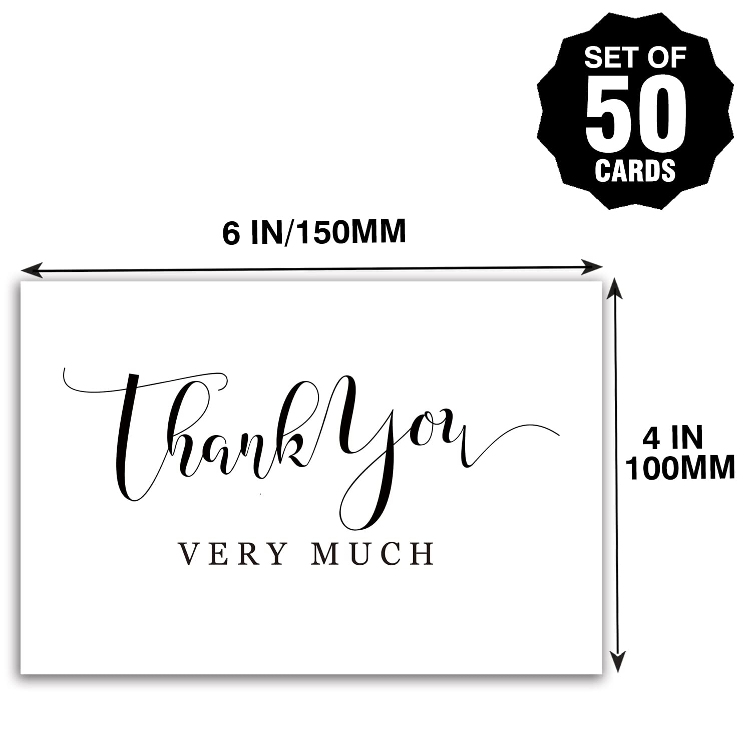 KORTTITALO 50 Thank You Postcards, Double-Sided Thank You Cards for Wedding, Bridal Shower,Baby Shower, Birthday, Business, Blank Postcards, 4x6 Inches.