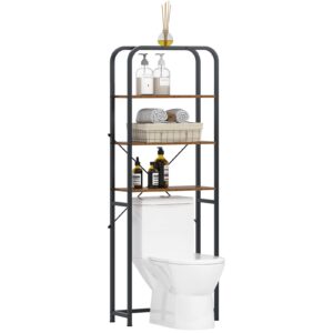 dlandhome bathroom space saver, 4-tier over the toilet storage rack with toilet paper holder, wooden freestanding bathroom,10czldsf12tw