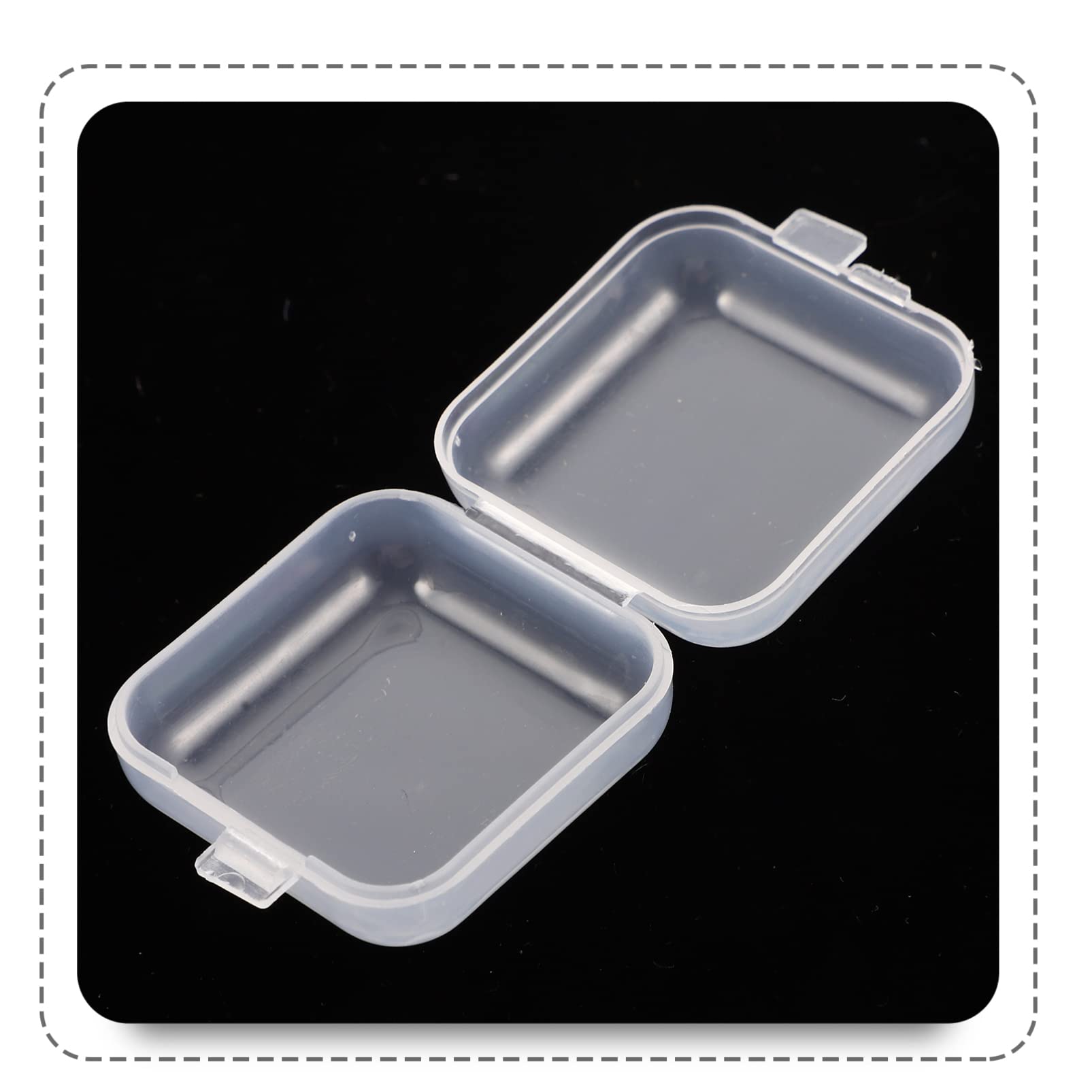 120pcs Plastic Square Empty Small Case Beads Storage Containers Clear Mini with Hinged Lid for Earrings Rings Small Items