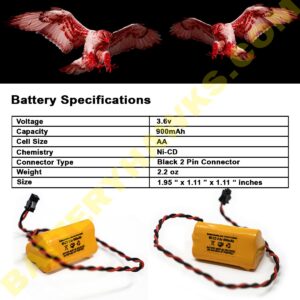 (2 Pack) ELBB001 ELB-B001 ELB B001 AA900MAH 3.6v 900mAh Exit Sign Emergency Light NiCad Battery ANIC1566 0253799