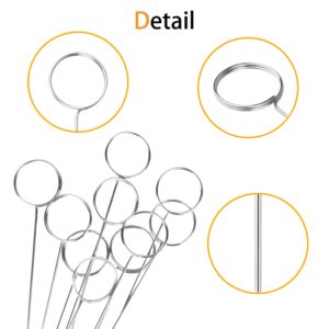 30 Pcs Metal Wire Floral Picks 13 Inch Wire Place Card Holder, Metal Table Name Number Clips Picture Stand, Round Photo Memo Flower Card Holder for Wedding Party Birthday ​Cake (Silver Round) ​