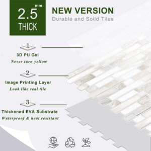 STICKGOO Thicker Design Peel and Stick Tile Backsplash, 12”×12”Stick on Backsplash for Kitchen, Self Adhesive Tile for Kitchen Backsplash and Bathroom(10 Sheets,Beige & White)