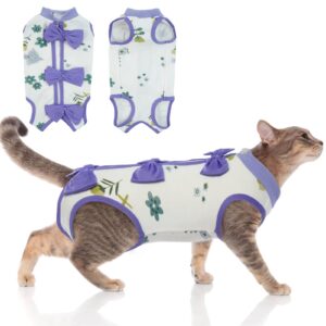 dentrun cat surgery recovery suit anti licking spay snuggly vest, pet surgical recovery shirt after surgery for male female cat small dog cone e-collar alternative