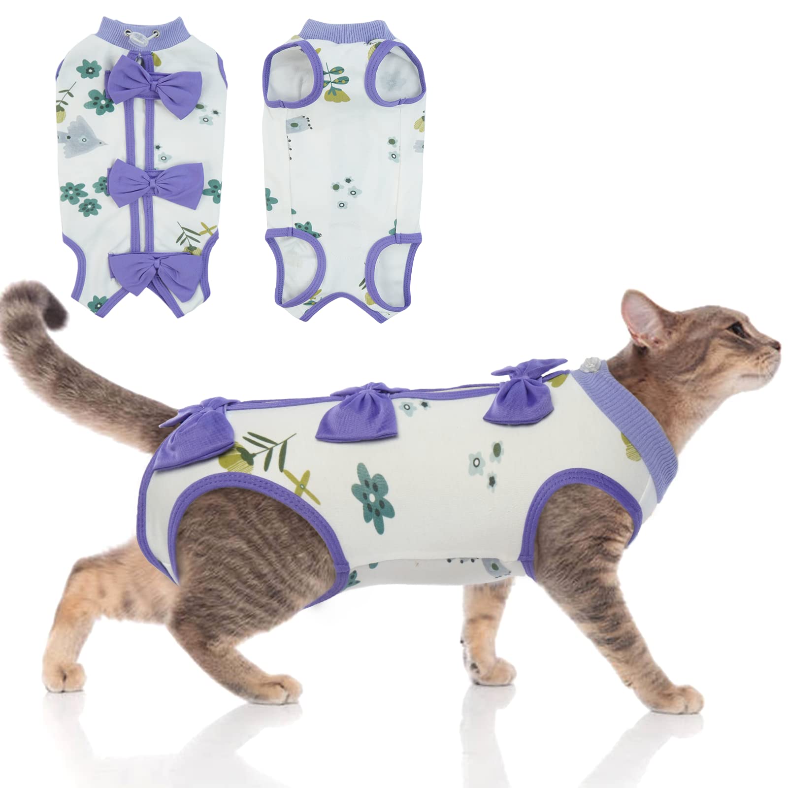 DENTRUN Cat Surgery Recovery Suit Anti Licking Spay Snuggly Vest, Pet Surgical Recovery Shirt After Surgery for Male Female Cat Small Dog Cone E-Collar Alternative