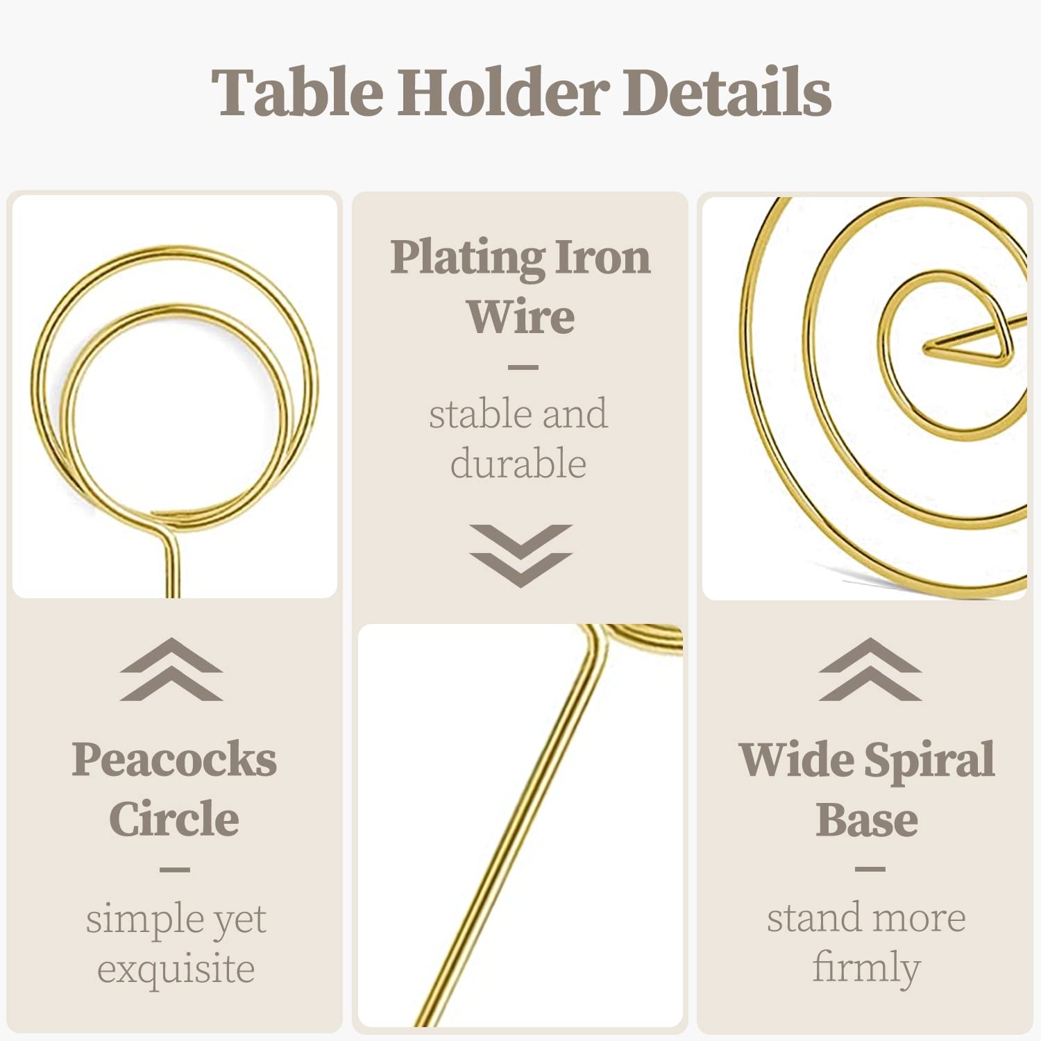 RONTEDA Table Number Holders 10Pcs - 8.75 inch Tall Table Number Stands Place Card Holder for Wedding Party Graduation Reception Restaurant Home Photo Picture Office Memo (Gold, 8.75")