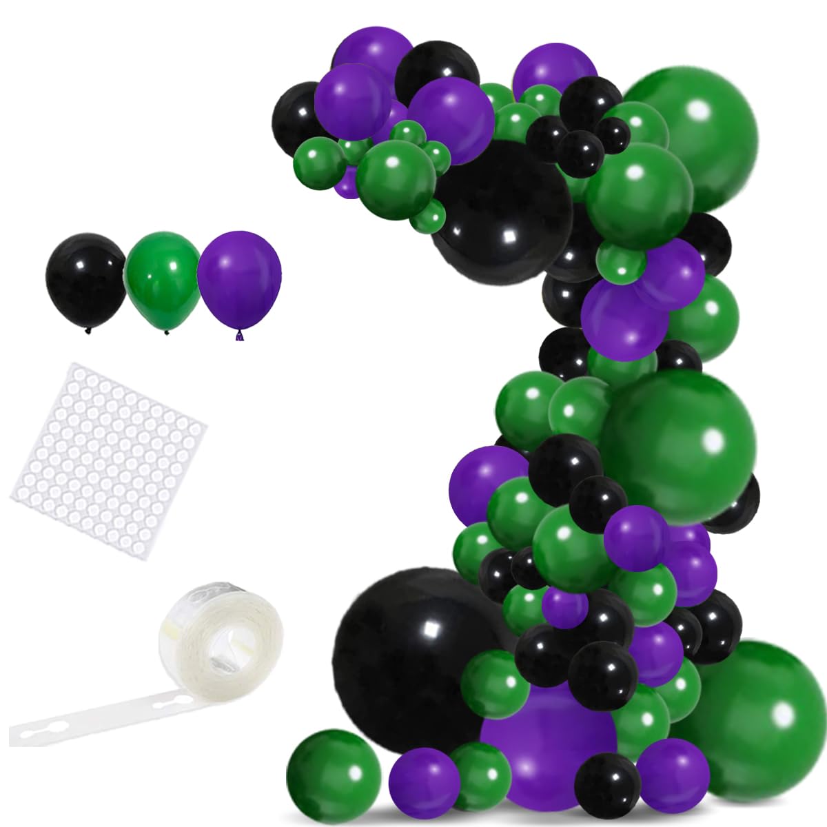 Green Purple Black Balloon Garland Arch Kit - Purple and Black Balloon Green Black Balloons Video Gaming Balloons for Truck Car Hero Video Game Miner Birthday Graduation New Year Party Decorations