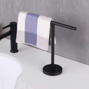 Bath Hand Towel Holder Standing, SUS304 Stainless Steel Matte Black T-Shape Towel Bar Rack Stand, Tower Bar for Bathroom Kitchen Countertop with Base