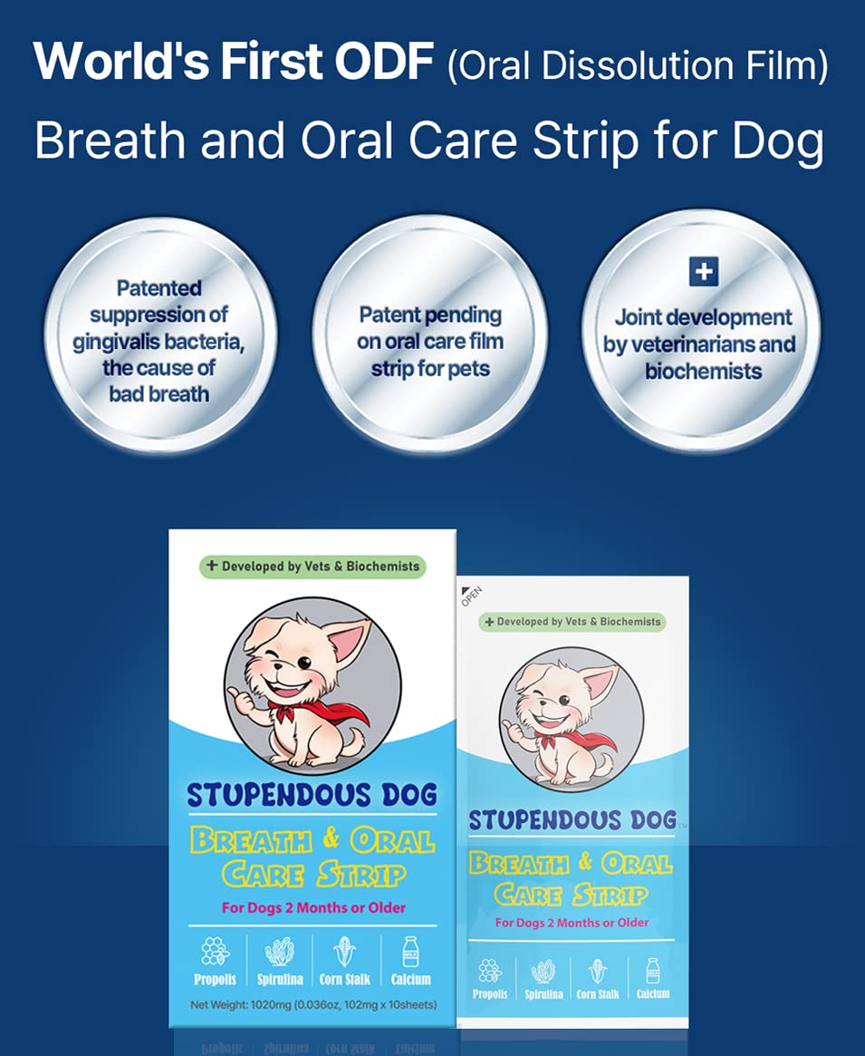 Stupendous Dog Breath Freshener Strip: Pet Dental Care Supplement for Clean Teeth, Fresh Breath, & Healthy Mouth - Dog Bad Breath Treatment, Brushless Oral Care Toothpaste for Dogs & Cats (30 Strips)