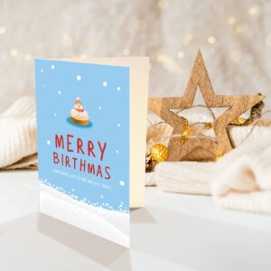 Funny Merry Christmas and Happy Birthday Card, Christmas Birthday Greeting Card, Xmas Bday Card