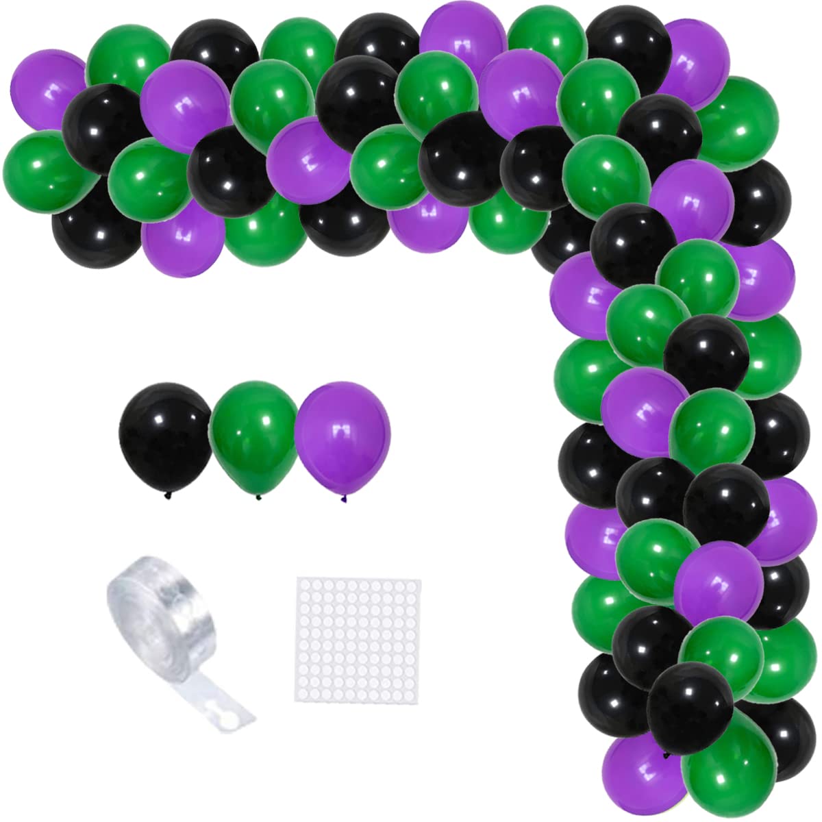 Green Purple Black Balloon Garland Arch Kit - Purple and Black Balloon Green Black Balloons Video Gaming Balloons for Truck Car Hero Video Game Miner Birthday Graduation New Year Party Decorations