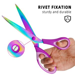 Craft Scissors Bundle, Sewing Scissors with Sharp Stainless Steel Blades and Soft Handles, Multipurpose Fabric Scissors Set, Great for Craft, Sewing, Arts, School and Home Supplies 3 Pack, Purple