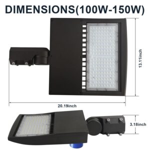 100W LED Parking Lot Light with Dusk to Dawn Photocell, 14000LM LED Shoebox Area Light 5000K Dimmable Commercial Street Lighting(400W HID/HPS Equiv.) - Slip Fitter Mount IP65 100-277V UL DLC Listed