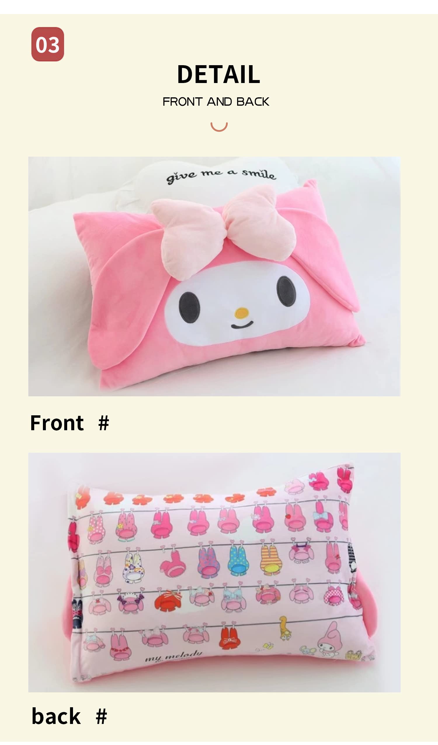 Cartoon Cute Pillowcase Anime Double Sided Plush Pillowcase Girl Bedroom Decoration Cute Cotton Pillowcase + Cute Cartoon Hairpin (Black+Pink)