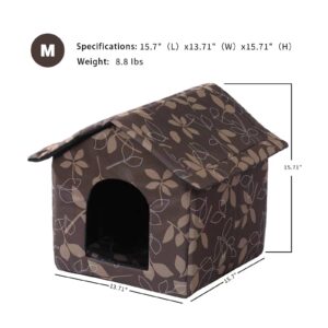 Cat House Outdoor Cat House Outdoor Houses for Feral Cats Dogs Cat Houses for Outdoor Cats Dog Cat Outdoor Indoor Waterproof House (Medium, Brown Support Rod)