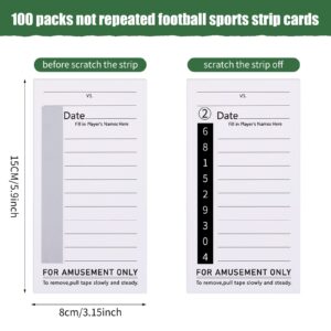 100 Packs 10 Line Sports Strip Cards Super Football Bowl Football Pool Cards, 100 No-Repeat Baseball Boxing Soccer Football Strip Cards Playing Scratch Off Cards for Super Football Party Favor