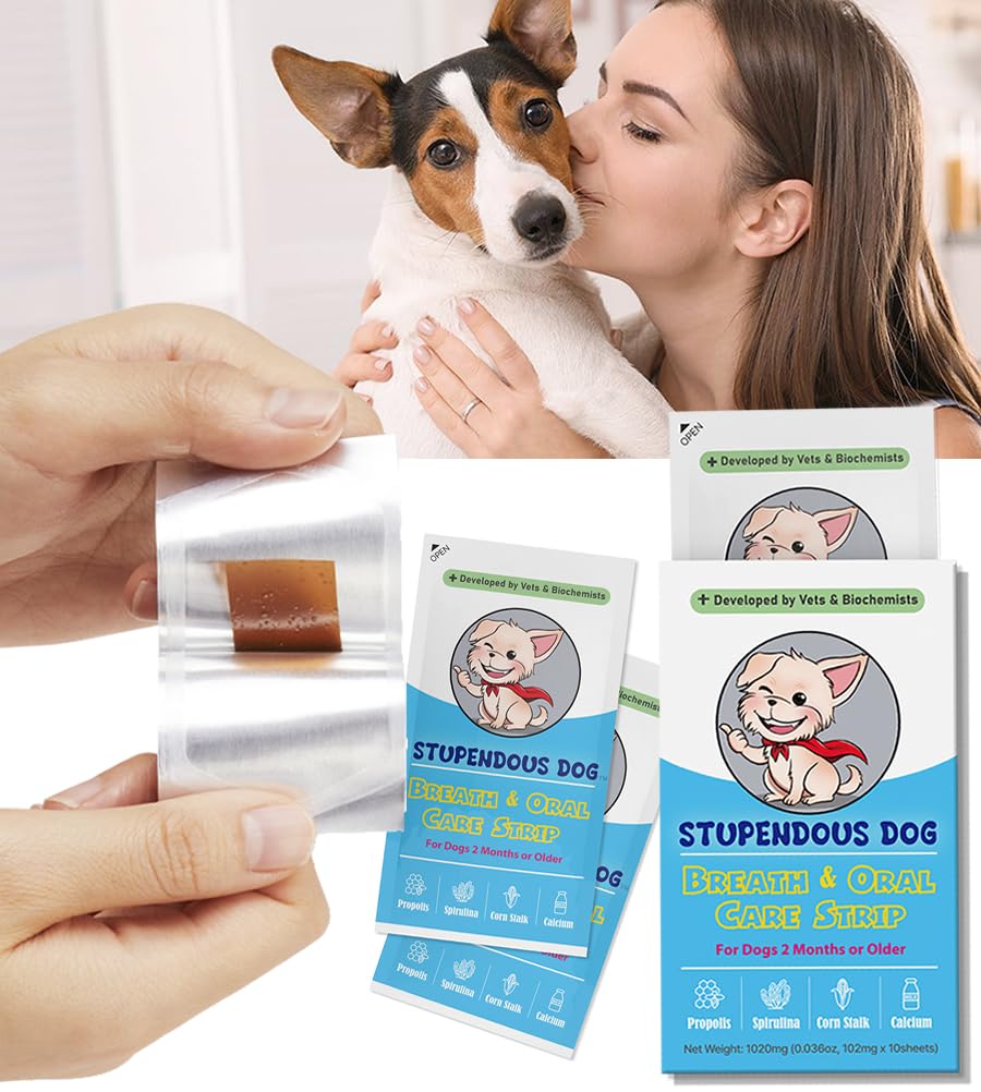 Stupendous Dog Breath Freshener Strip: Pet Dental Care Supplement for Clean Teeth, Fresh Breath, & Healthy Mouth - Dog Bad Breath Treatment, Brushless Oral Care Toothpaste for Dogs & Cats (30 Strips)