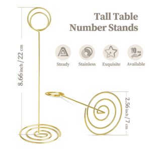 RONTEDA Table Number Holders 10Pcs - 8.75 inch Tall Table Number Stands Place Card Holder for Wedding Party Graduation Reception Restaurant Home Photo Picture Office Memo (Gold, 8.75")