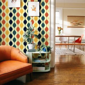 JiffDiff Wallpaper Geometric Wallpaper Abstract Wallpaper Modern Wallpaper Wall Decor 1970s Retro Removable Peel and Stick Wallpaper,15.7"x 118.1"