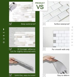 STICKGOO Thicker Design Peel and Stick Tile Backsplash, 12”×12”Stick on Backsplash for Kitchen, Self Adhesive Tile for Kitchen Backsplash and Bathroom(10 Sheets,Beige & White)