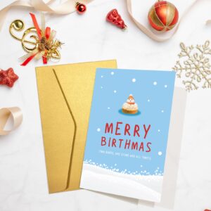 Funny Merry Christmas and Happy Birthday Card, Christmas Birthday Greeting Card, Xmas Bday Card