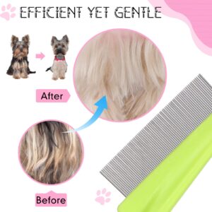 10 Pcs Flea Comb for Dogs and Cats Flea Remover Tool with Stainless Steel Metal Teeth for Detangling Grooming Kit, Pink, Blue, White and Green, 2 Sizes