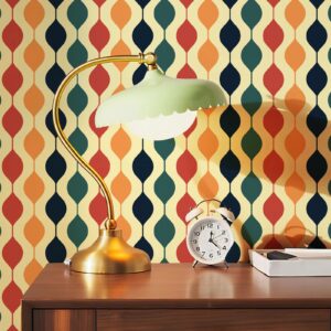 jiffdiff wallpaper geometric wallpaper abstract wallpaper modern wallpaper wall decor 1970s retro removable peel and stick wallpaper,15.7"x 118.1"