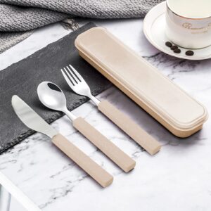 VANRA 3-Piece Children Utensils Set 18/10 Stainless Steel Child Flatware Set Silverware Knife Spoon Fork Set with Travel Case for Kids Lunch Box